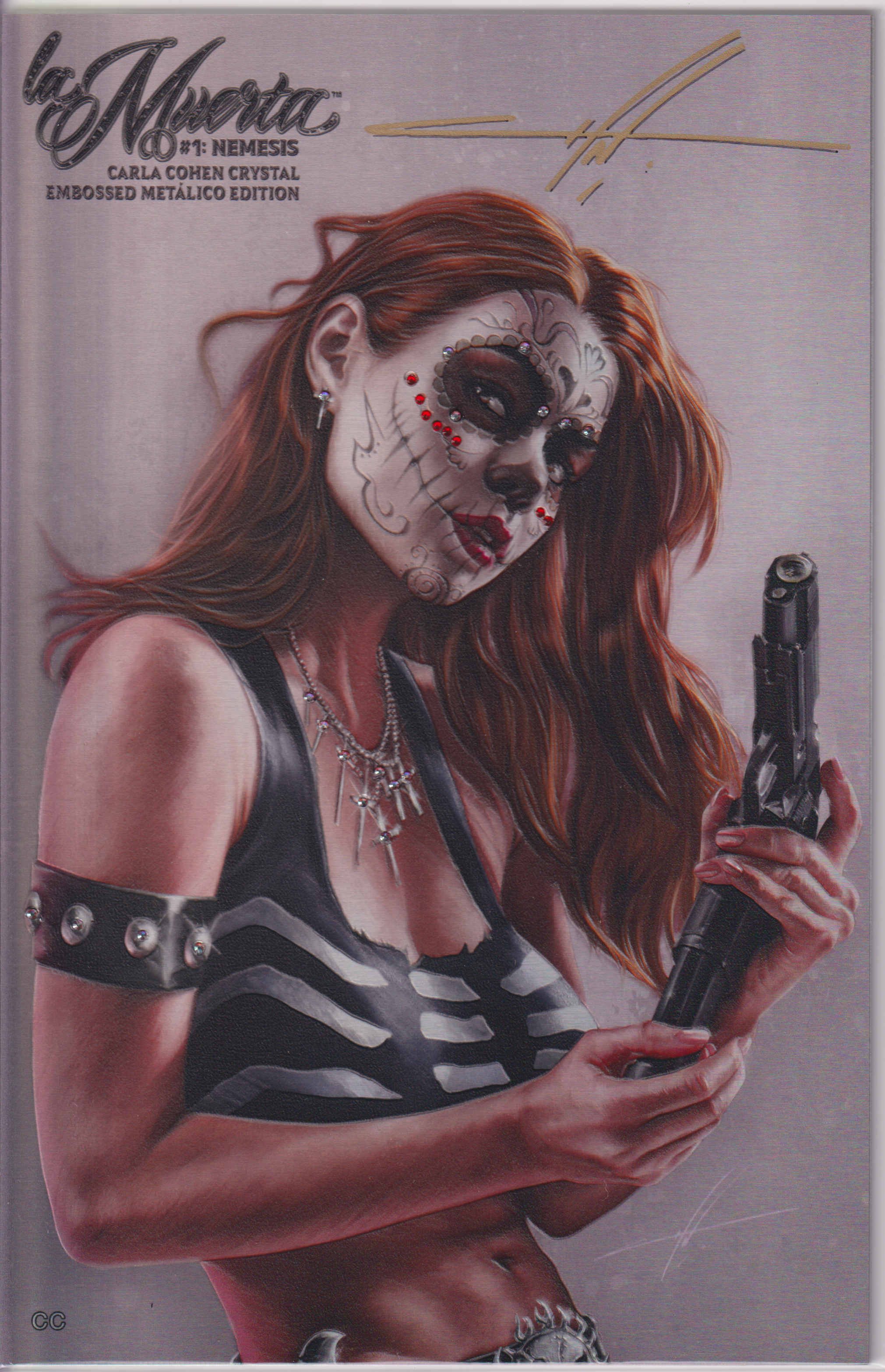LA MUERTA NEMESIS #1 SIGNED CARLA COHEN ELITE CRYSTAL EMBOSSED METAL EDITION